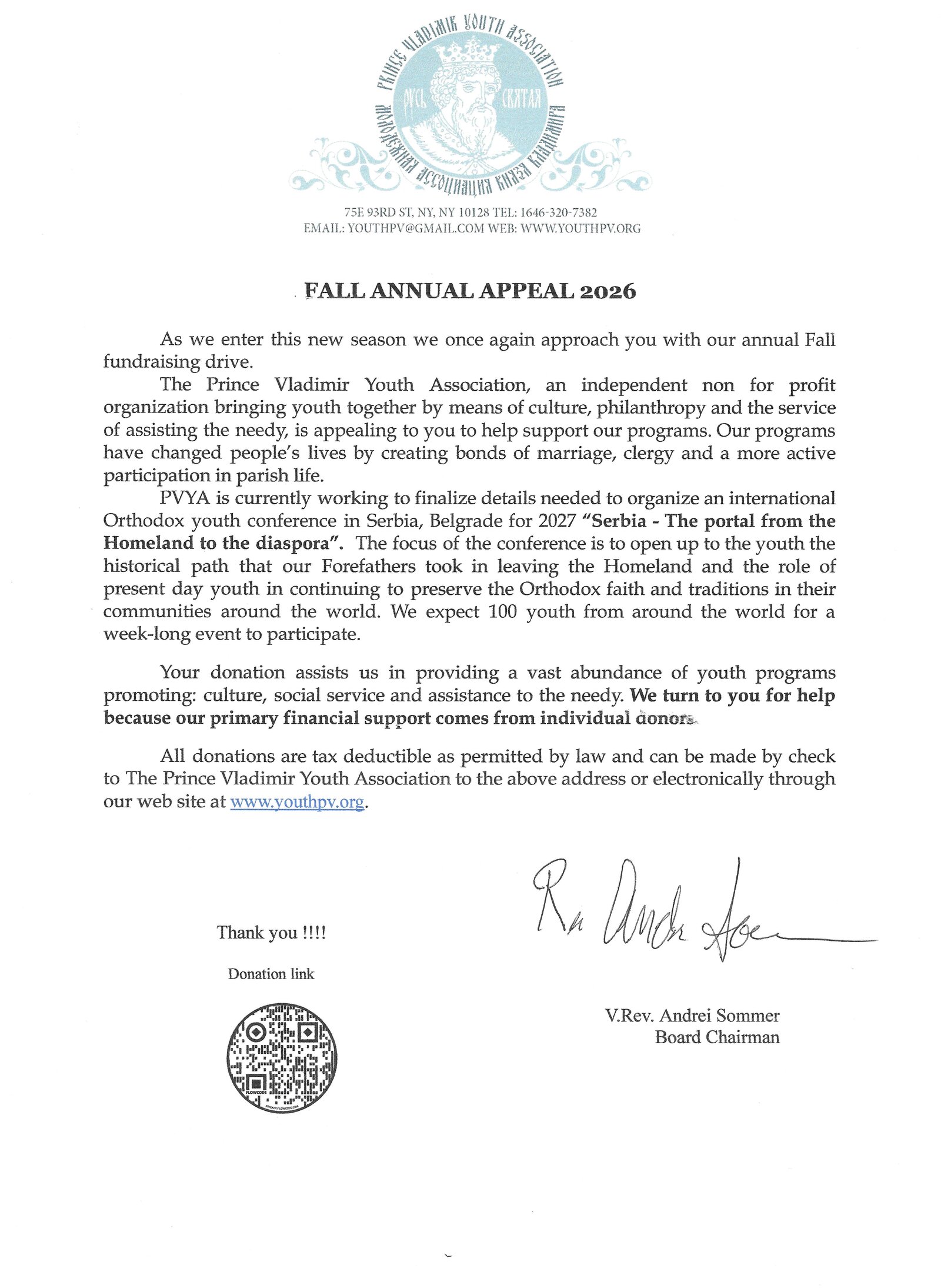 Fall Annual Appeal 2026 letter